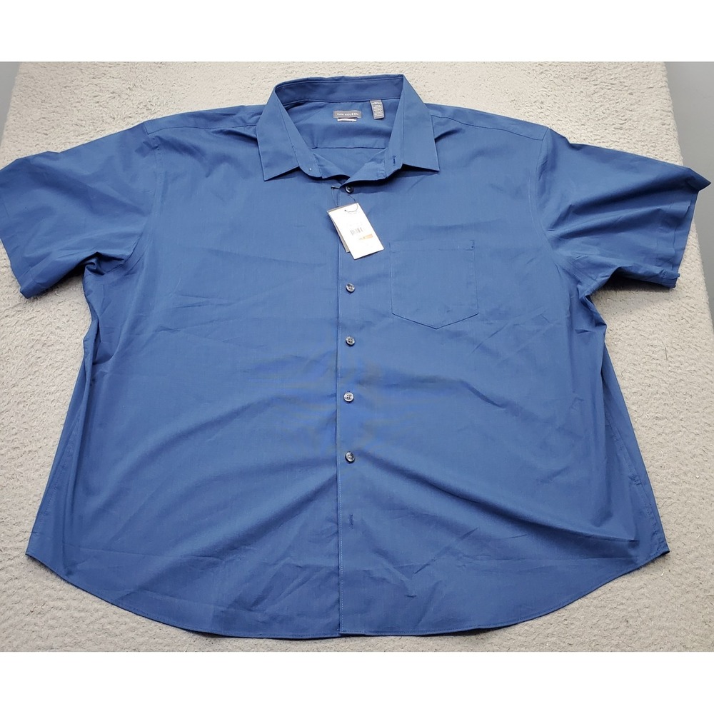 Van Heusen Shirt Mens 3XL‎ Blue Regular Fit Stain Shield Wrinkle Free Button Up